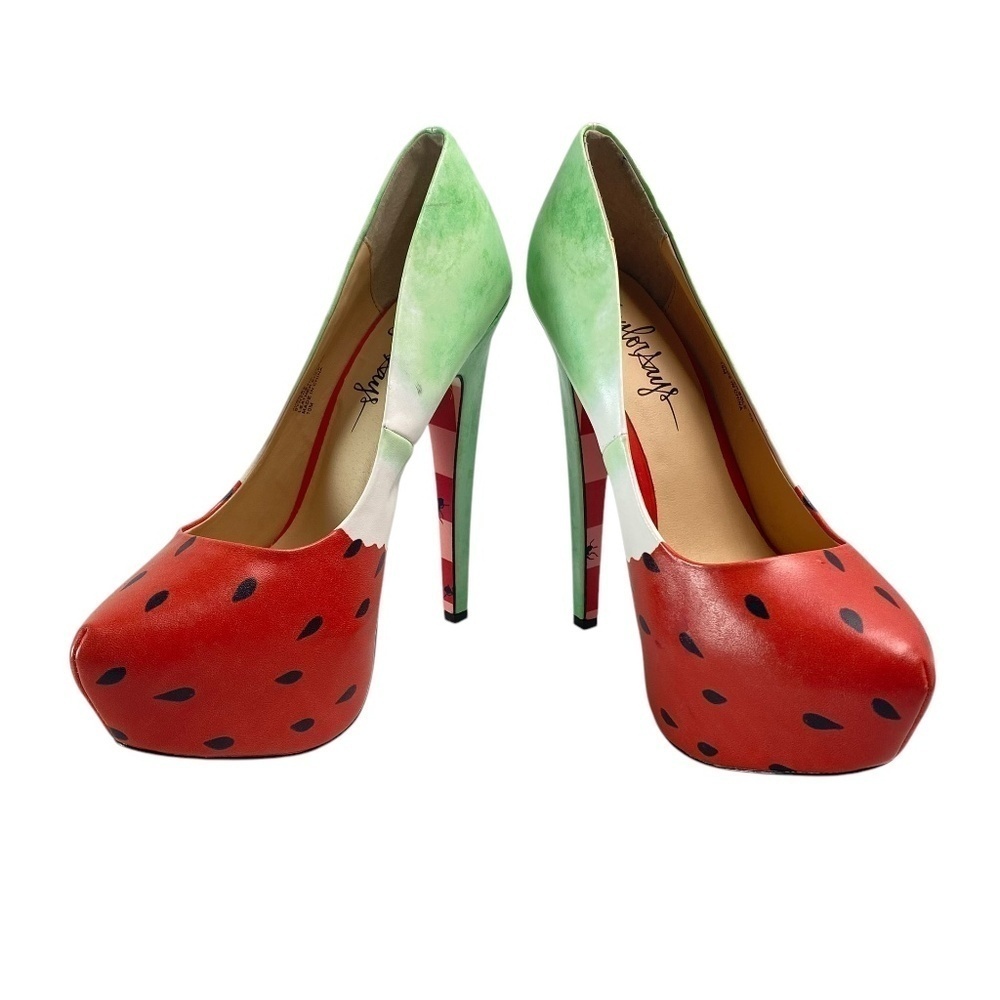 Taylor Says Watermelon Platform Pumps Leather Stiletto Heels Size 10 - Picture 2 of 9
